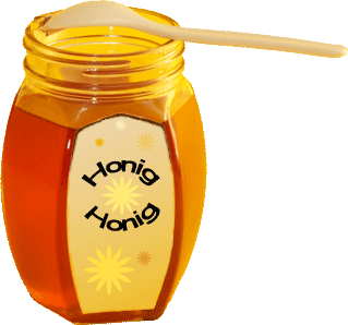 Honigglas mit Löffel
